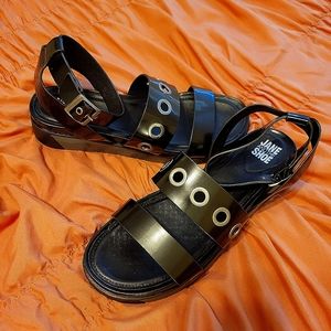 Black wedge sandals